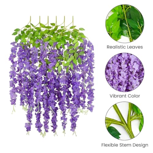 Image of SpecialYou Ganpati Decoration Setup for Home with PVC White Decorations Stand for Backdrop for Pooja, 3Mtr Light & 6 Purple Wisteria, Varalakshmi Pooja Decoration Items- 8Pcs