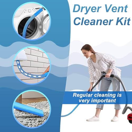 Image of Upgraded Dryer Lint Vent Cleaner Kit: Flexible Vacuum Hose Attachment for Lint Removal |Universal Vacuums Deep Cleaning Brush for Clogged Ducts