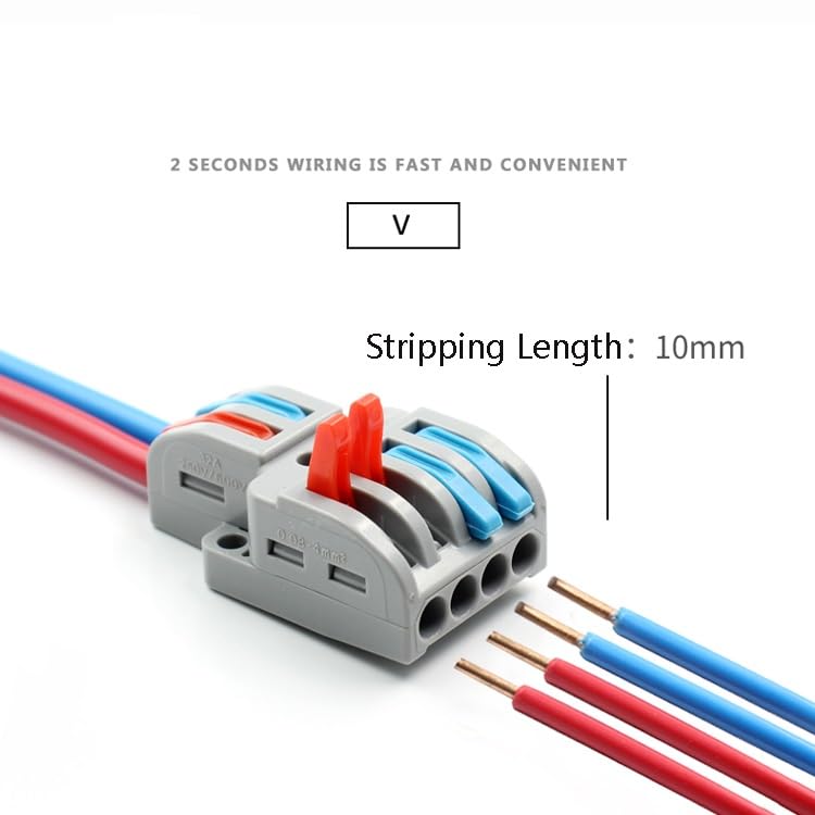 Image of ZIVIK 2 In 4 Out Wire Connector Jointer, 5Pcs Push In Electrical Connectors, Lever Connectors Nuts, Assorted Conductors, Compact Lever Cable Connectors,Plug-in Connector 2-in 4-out (5, 2 In 4 Out)