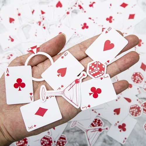 Image of 220pcs Lucky In Love Bachelorette Confetti,Vegas Bachelorette Party Decorations,Las Vegas Shower Confetti,Casino Party Decorations,Poker Party Decorations,Dice Decor