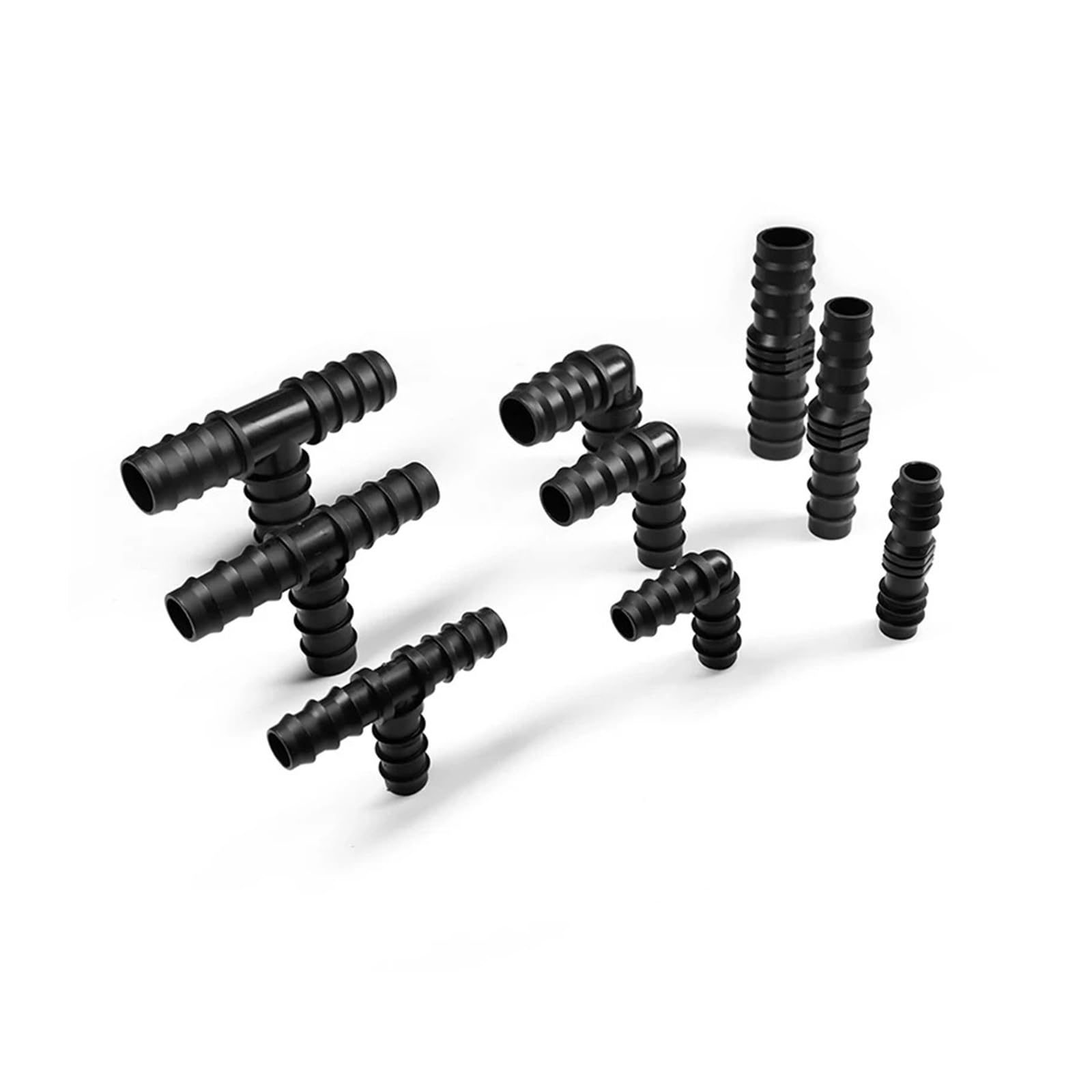 Junta de tubería de PE, conector de codo recto en T de 16mm, 20mm y 25mm, conector de manguera de riego por micropulverización for riego de invernadero(Tee,20mm,50 pieces)