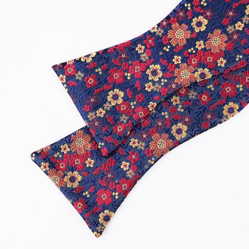 Image of Alizeal Mens 2pcs Floral Self-tied Bow Tie Pocket Square Set