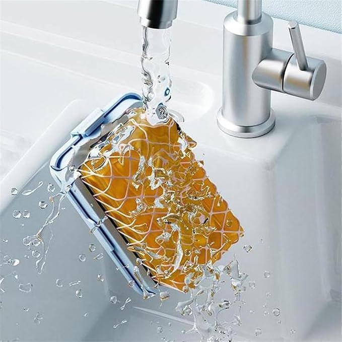 Dadhichi Zone Silicone Mesh Soap Box with Drain Non-Slip, Quick-Dry Soap Holder for Bathroom, Kitchen & Travel Flexible Soap Dish for Home Use (Multicolor) 3