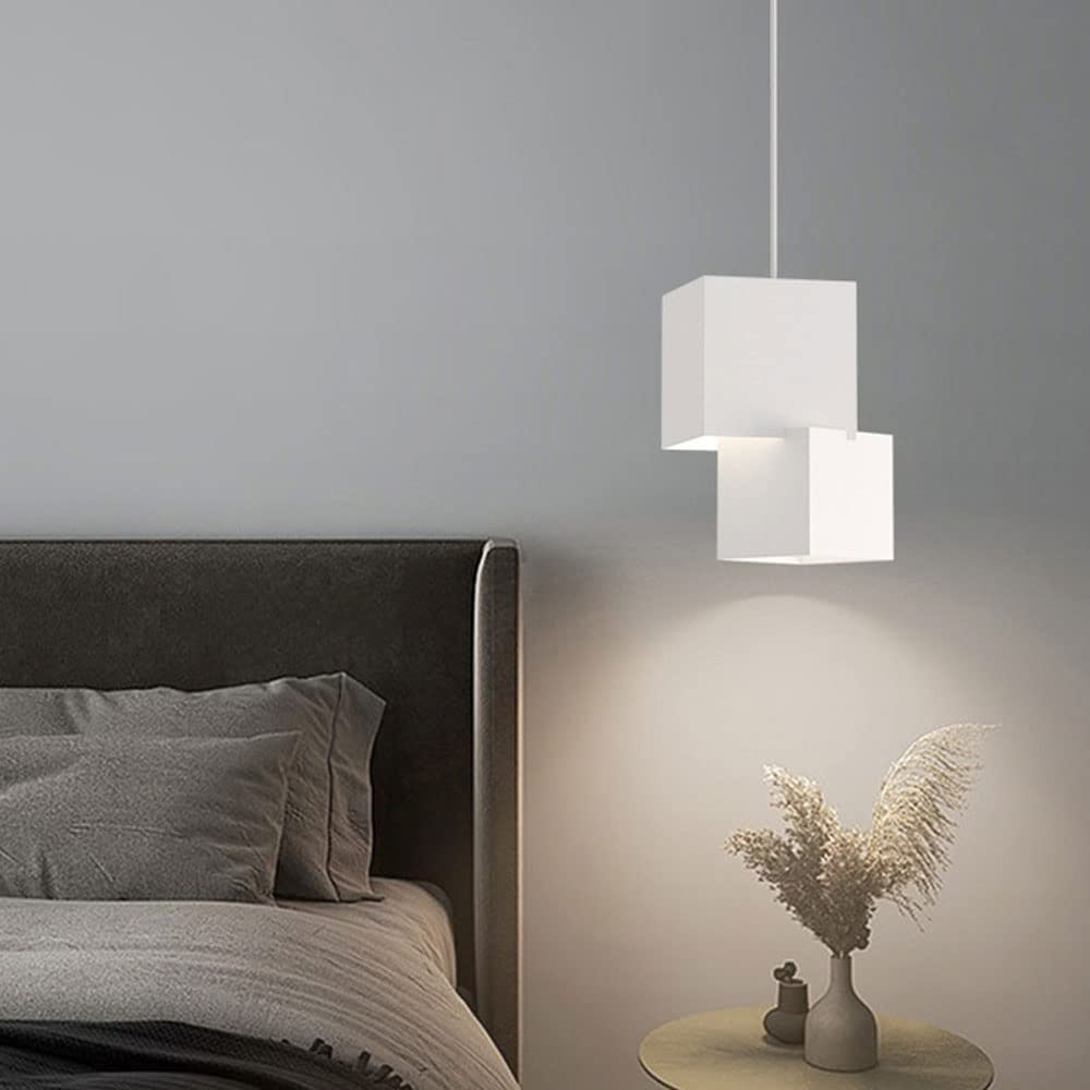 Nowoczesna Kwadratowa Lampa Wisząca, Regulowana Lampa W żelaznej Skrzynce, 12 W Led, 3 Kolory Do Wyboru, Sufitowa Oprawa Do Sypialni I Jadalni, Biała Warm Light