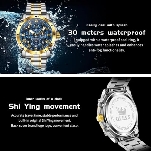 Image of OLEVS Watches for Men Automatic Self Winding Luxury Dress Big Face Tourbillon Skeleton Wrist Watches