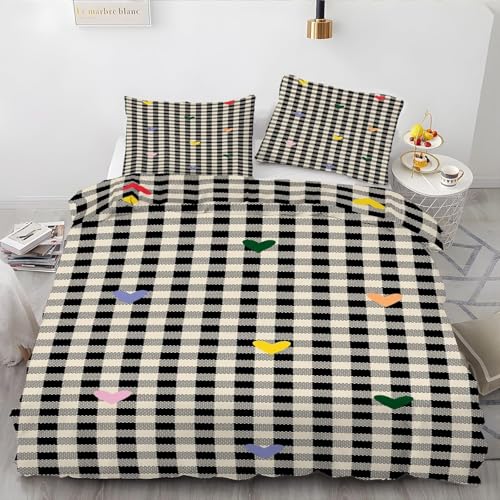 Pechiwuo Funda Nordica Cama 135 Cuadros Blancos y Negros Cuadros Blancos y Negros Ropa de Cama de Microfibra Impresiones en 3D Funda Edredon 220x230 + 2 Fundas de Almohada con Cremallera z6115