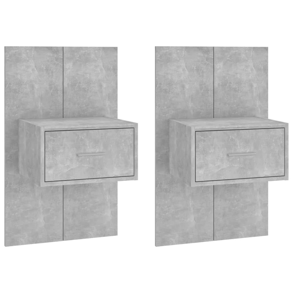 Stoliki nocne ścienne 2 sztuki szary beton 48,5 x 32,5 x 80 cm