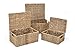 Trademark Innovations Set of 3 Rectangular Seagrass Baskets with Lids, Natural (Small)