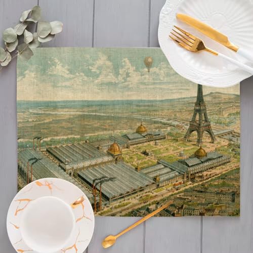 Sets de table lin Tour Eiffel souvenir de Paris 1889 cadeau crémaillère original - 4