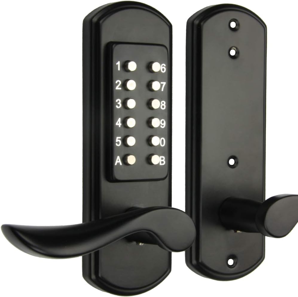 Left Handed Mechanical Door Lock Combination Left Handle Keyless Entry Door Lock-NOT a Deadbolt & Need to Drill Additional 4 Holes & Only for Single Bore Door