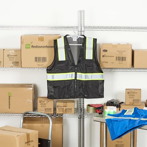 Image of Restaurantware Reflective Safety Vest 20 Count 29.213 x 30.315 Inches High Visibility Multi-Pocket Zipper Front Safety Vest