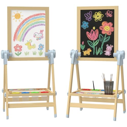 AIYAPLAY Kinder Staffelei aus Holz Kindertafel Doppelseitige...