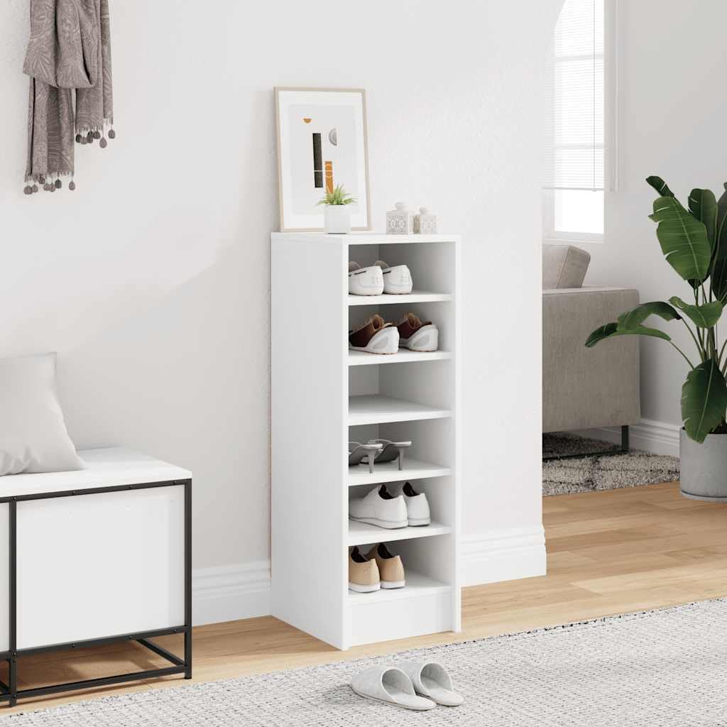 vidaXL Mueble Zapatero Organizador de Zapatos Armario Pasillo Almacenaje Taburete Puf Caja Banco Estantería de Contrachapada Blanco 31,5x35x90 cm