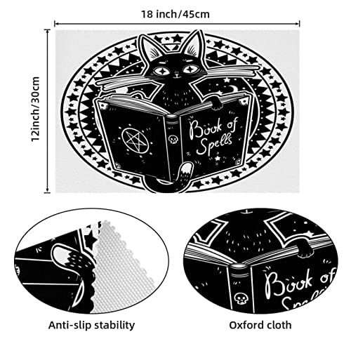 Sets de table Halloween chat sorcière noir antidérapants pour décoration de table - 5