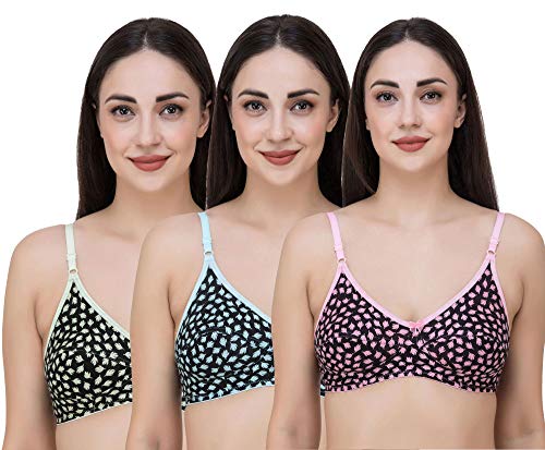 Image of Fasense Women's Cotton Leaf Print Medium Coverage Wire Free Non Padded Bra