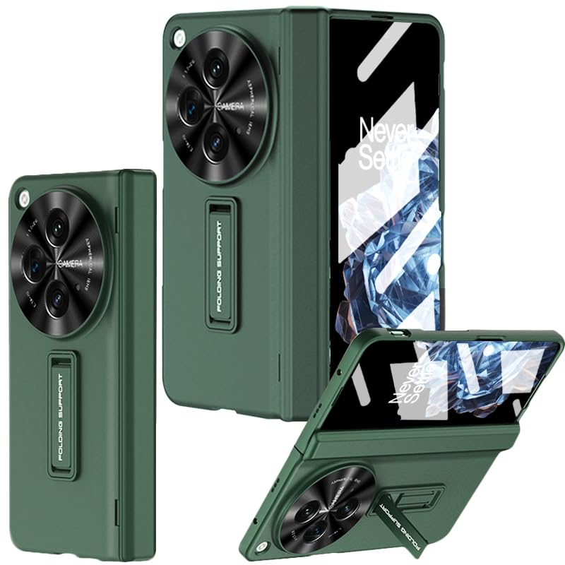YQODSZOnePlus Open Case with Magnetic Hinge Protection, Built in Screen Protector, Camera Protector, Kickstand, Green