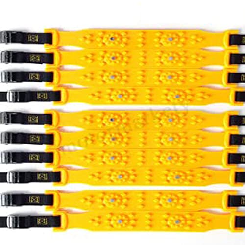 TOTMOX Cadenas de nieve para neumáticos de automóvil, Cadenas de nieve agrandadas para neumáticos de automóvil, Cadenas de nieve gruesas de tendón de carne de uso general Amarillo -10 piezas