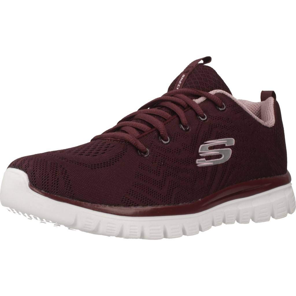 Skechers Damen Graceful Get Connected Sneakers, Wine Mesh/Lavender Trim, 41 EU
