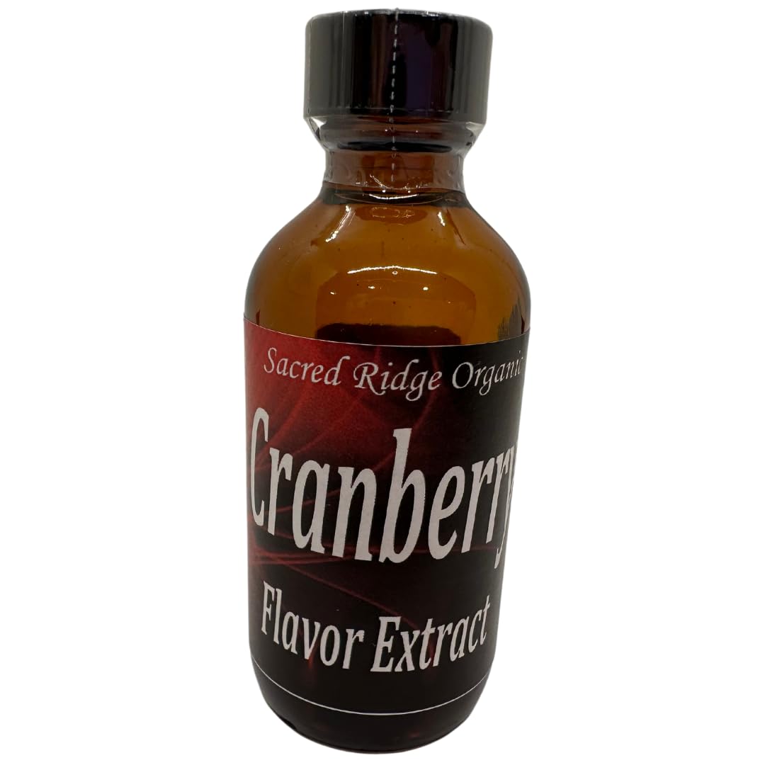 Cranberry Organic Flavor Extract 2 oz for Baking, Ice Cream, Lip Balm, Coffee Drinks, Water, Sugar Free, Food Grade, Natural Flavoring