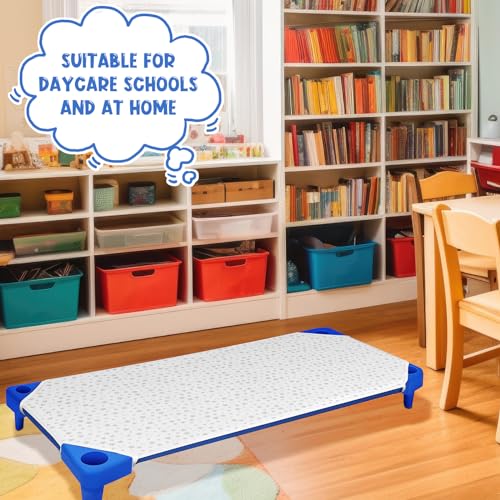 Image of Peryiter 12 Pcs Cot Sheets for Daycare Standard Size 24 inch x 51 inch Toddler Nap Mat Sheets Star Pattern with Corner Elastic Loops Breathable Bed Fitted Cot Crib for Preschool Child Kid Boy Girl (White)