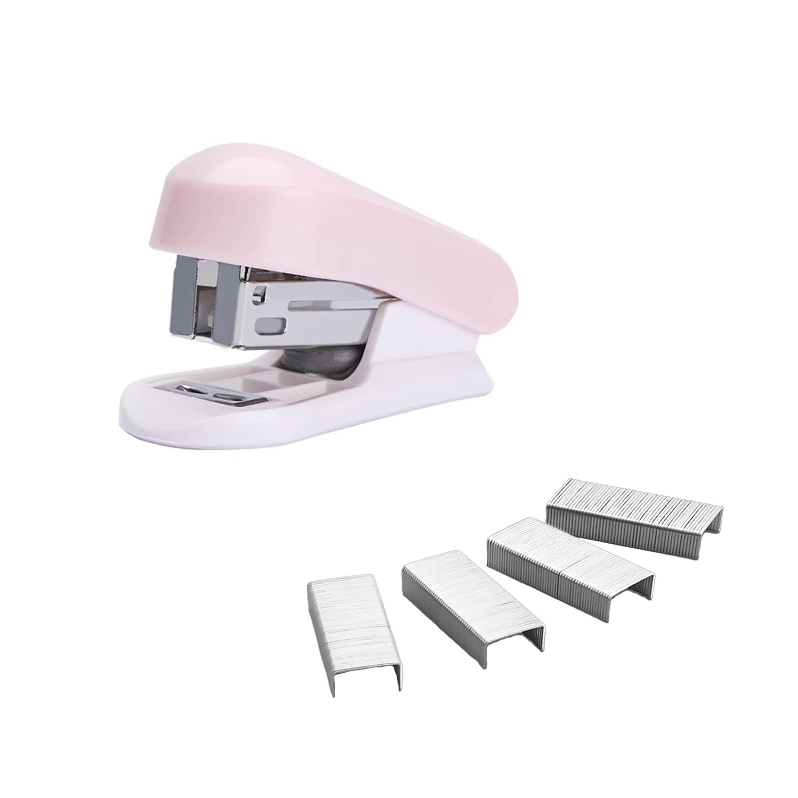 GZBABY Mini engrapadora con 1000 grapas, grapadora manual integrada para oficina, escuela, viajes, compacta (rosa)