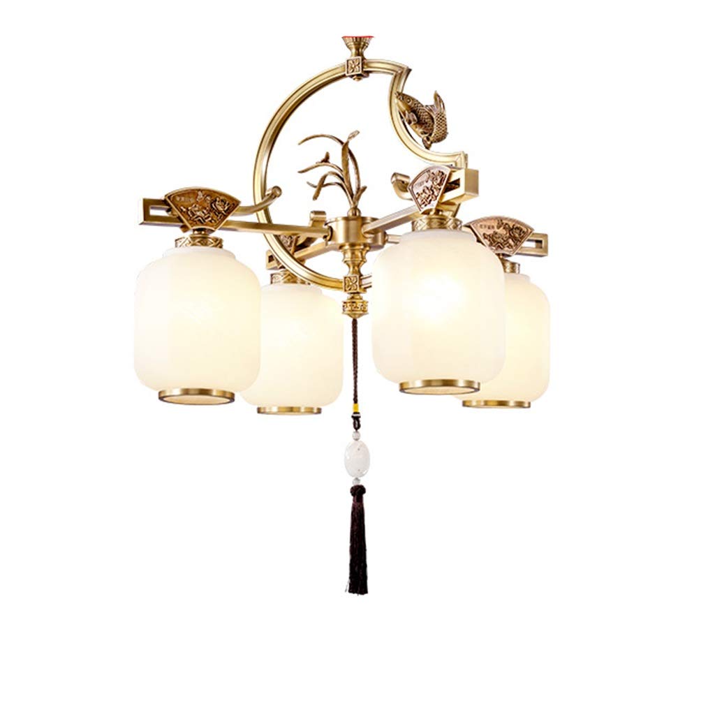 HynJGih All Bronze Chandelier Living Room Chinese Style Simple and Light Luxury Villa Restaurant Bedroom Lamp(60cm)