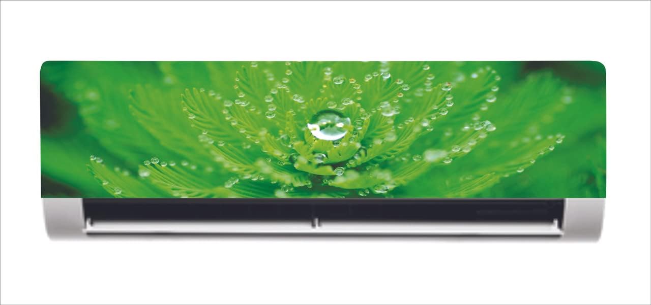 DreamKraft Beautiful Green Leaves with Water dropes AC Sticker (Multicolor PVC Vinyl 30cm x 91cm)-image-6