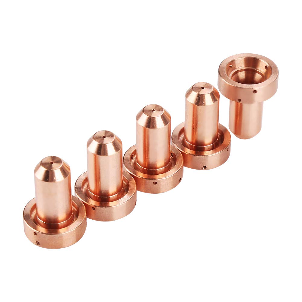 Ugelli ed Elettrodi per Torcia al Plasma, 5 Pezzi di Ugelli 9-8210 e 5 Pezzi di Elettrodi 9-8215, Compatibile con Thermal Dynamics SL60/100, Ricambi Consumabili per Taglio Plasma