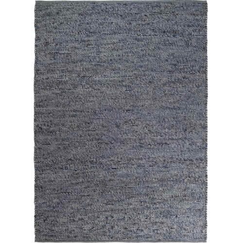Knutzen Wohnen Mala Wollteppich flach gewebt 80 x 150 cm Blau -...