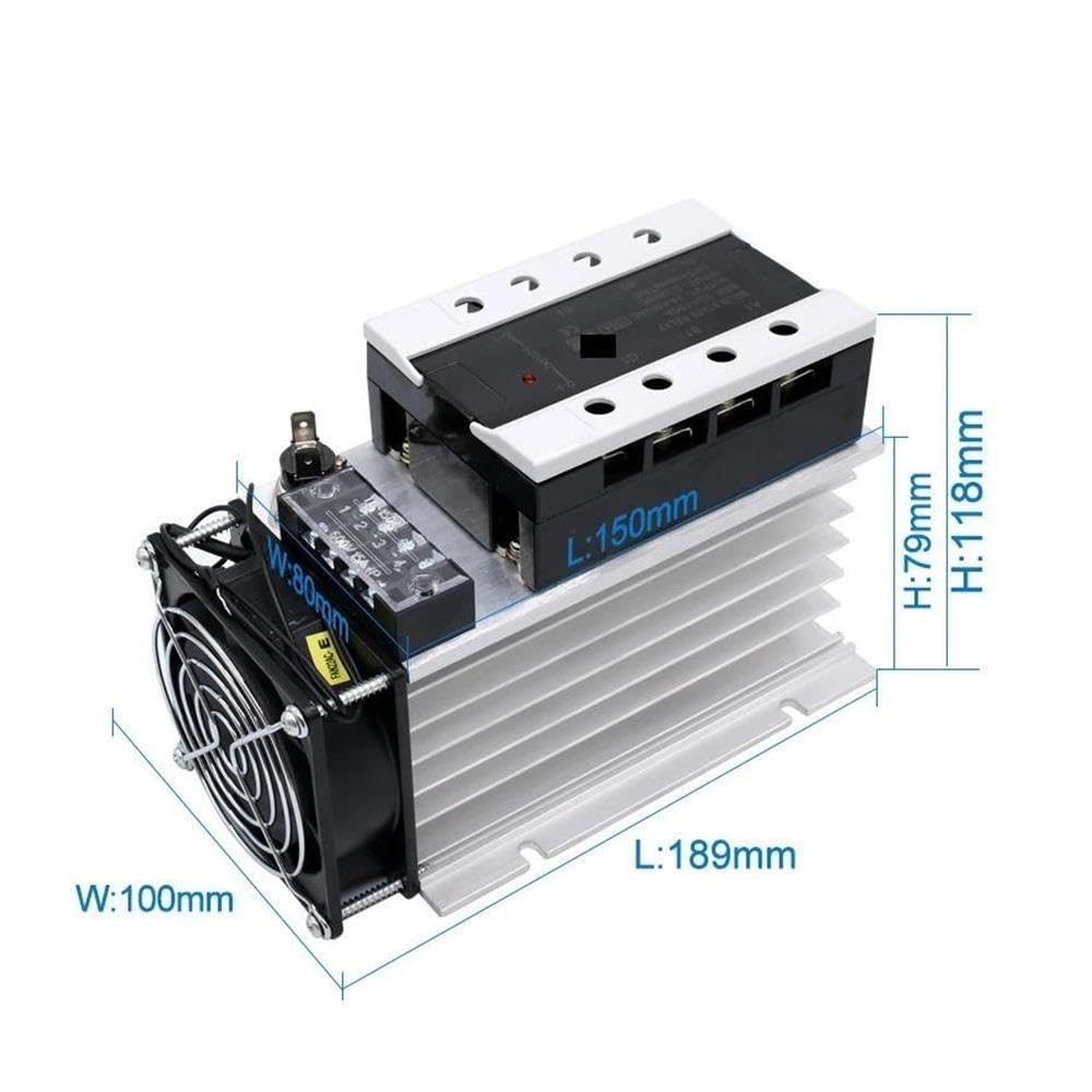 Relè a stato solido trifase SSR 60A 80A 100A Controllo CC Relè on-off CA con radiatore 3-32 V CC 24-480 V CA(100A)