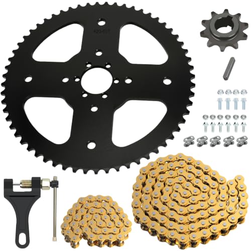 Image of High Torque 60 Tooth Rear Sprocket with 420 Chain for CT200U CT100U | 420 Sprocket 40mm Bore with 90 Links and 42L Jackshaft Chain Compatible with Mini Bike Coleman 100cc 200cc Baja Parts