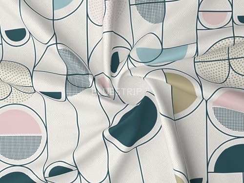Image of Blue Strip 300 TC Cotton Feel Glace Cotton Elastic Fitted Printed Queen Size Double Bed Bedsheet with 2 Pillow Covers Fits Upto 8 inches,Size- 60x78x8 Inches