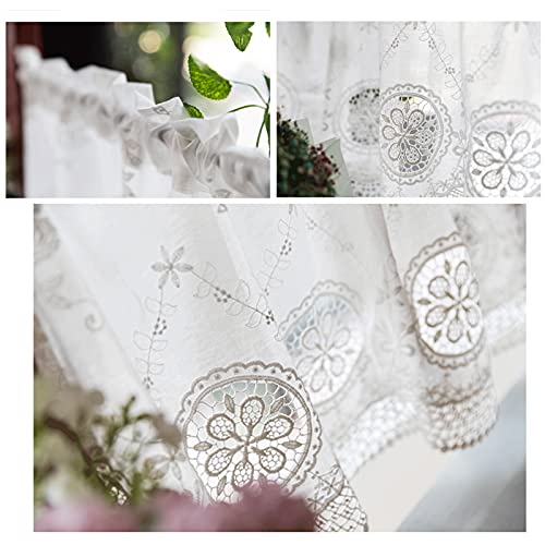 LUNEZY Tenda da Cucina, Tenda da bistrot Stile Country, Tenda da bistrot, Stile Country, Ricamata in Cotone, Tende da caffè per Bagno, Cucina, Piccole finestre, libreria, Guardaroba, sogg - Image 6