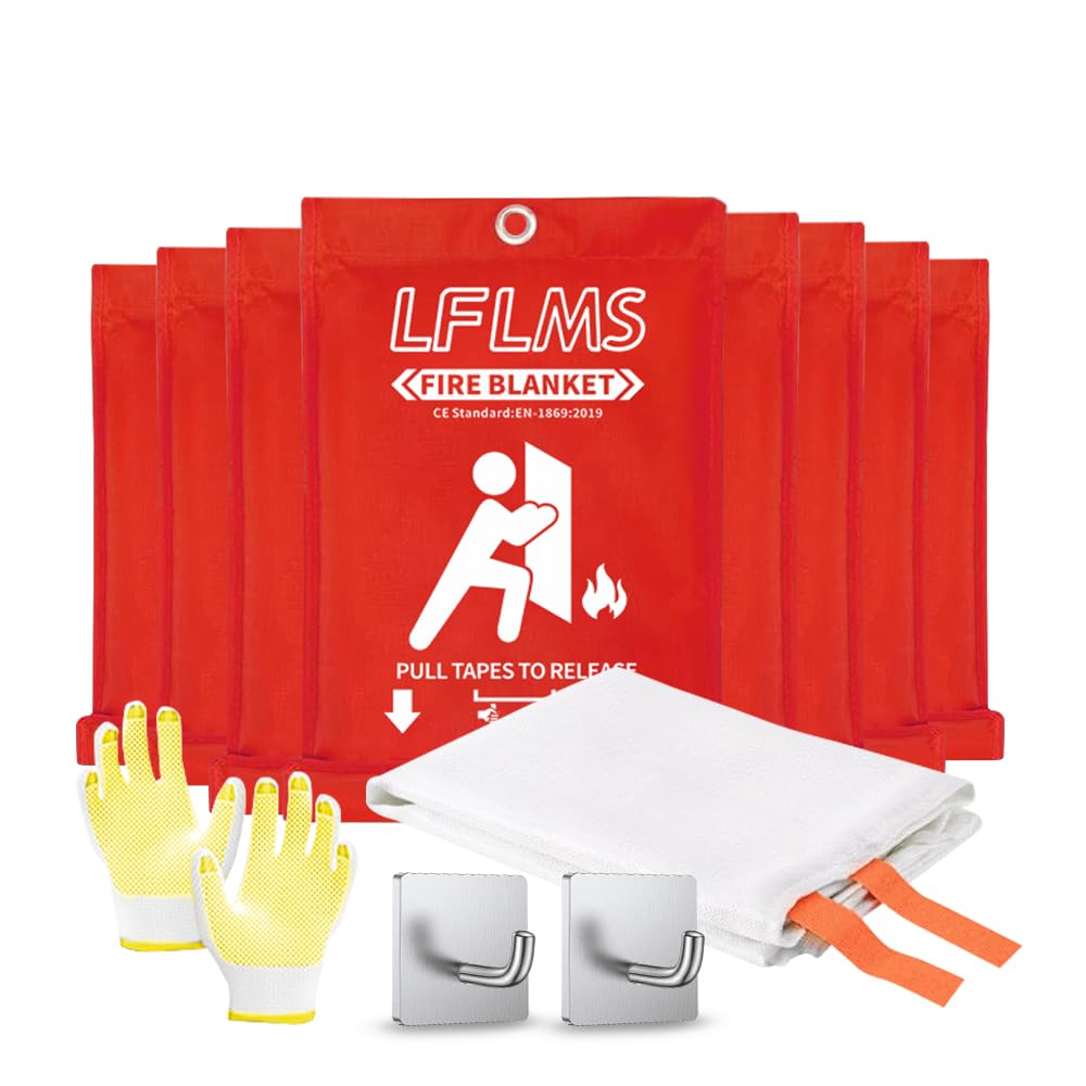 Mantas de emergencia para el hogar, paquete de 8 mantas de extinción de incendios, manta ignífuga de 40 x 40 pulgadas para cocina, manta de seguridad contra incendios de fibra de vidrio ignífuga para