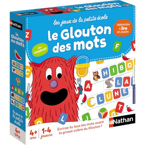 Nathan - Le Glouton des Mots, Jeux de Société Educatif pour Enfants 4 Ans, Apprendre à Lire et Ecrire, Reconnaitre Les Mots et Lettres, Apprentissage en...