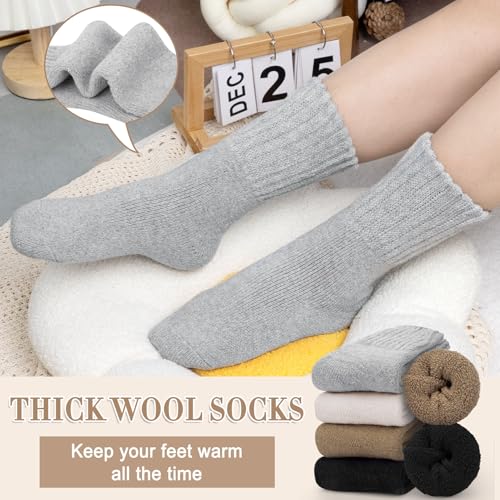 Image of iCamter 4 Pairs Womens Wool Socks - Soft, Thick, Warm Thermal Boot Winter Socks for Gifts
