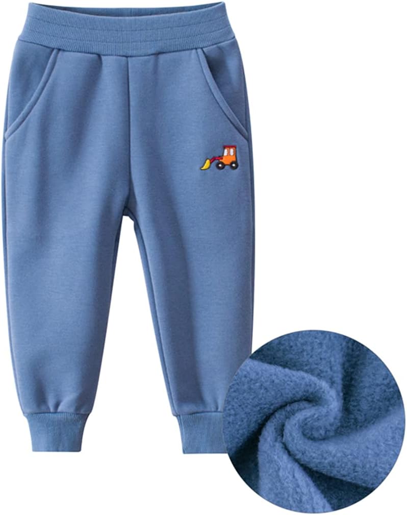 GFQLONG Toddler Boys 2 Pack Polar Fleece Jogger Sweatpants,Baby Winter Warm Pocket Lounging Bottoms - Image 6