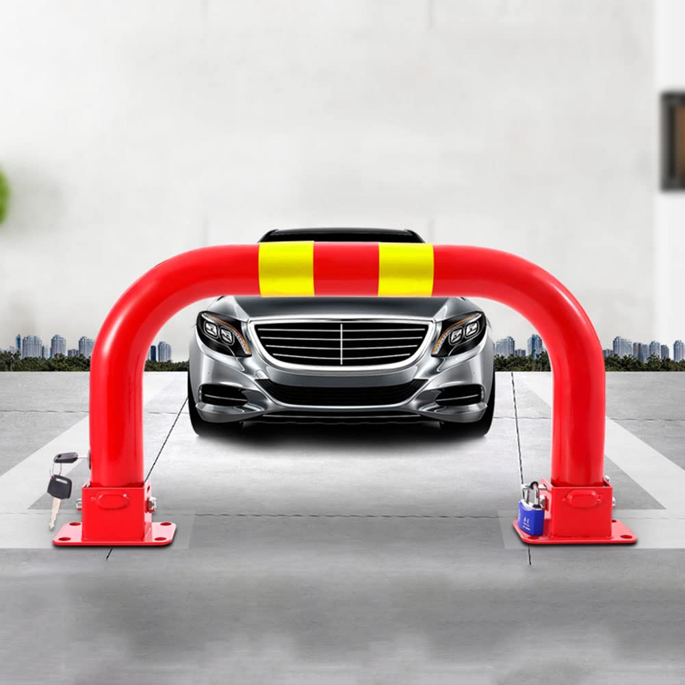 MOKLYF Lockable U Type Folding Parking Barrier,Car Parking Space Post Lock Manual Parking Blocker,Driveway Bollard Post Pole for Commercial or Private Use