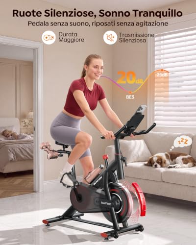 Cyclette da Casa Burever, Ciclette con App, Touch Screen, Ultra Silenzioso, Frequenza Cardiaca, Magnetoresistivo Regolabile, Volano da 15 KG, Portata 170 KG 4 Cyclette da Casa Burever, Ciclette con App, Touch Screen, Ultra Silenzioso, Frequenza Cardiaca, Magnetoresistivo Regolabile, Volano da 15 KG, Portata 170 KG - immagine 4