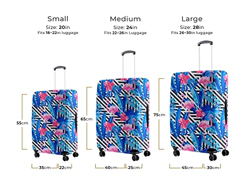Image of Cortina Tropical Print Travel Suitcase Eco-Friendly Cover | Small | Fits 18-22 Inch Luggage | Polyester-Spandex | 55cm (20 inches) | Luggage Protectors | Anti Scratch /Dust | Pack of 1 | Blue 3