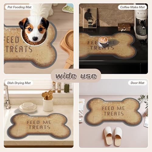Dog-Food-Mat-Bone-Shaped-Water-Absorbent-Pet-Food-Mat-Non-Slip-Placemat-for-Pets-Bowl-and-WaterDog-Food-MatPet-Accessories-Supplies-Bone-Shaped-12×19-in Dog Food Mat Bone Shaped Water Absorbent Pet Food Mat Non Slip Placemat for Pets Bowl and WaterDog Food MatPet Accessories Supplies Bone Shaped 12×19 in