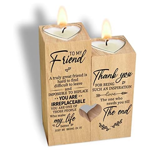 Heart-shaped Candlestick-Candle Valentines Decoration-Birthday-Wooden - friends for women candle holder(My Friend) Cover