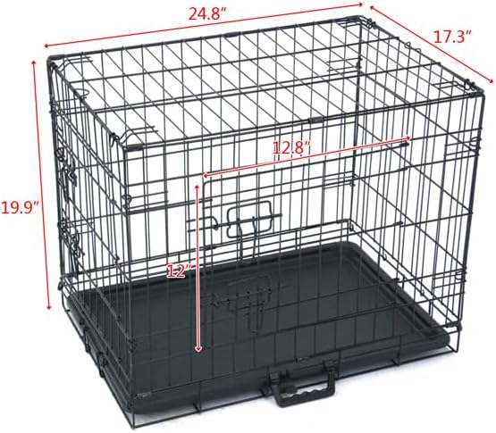 24-Inch Pet Kennel Cat Dog Folding Steel Crate Wire Metal Playpen for Animals