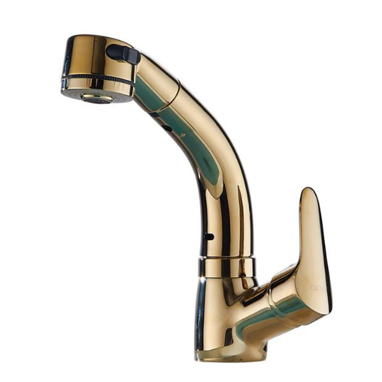 Mitigeur de lavabo haut de gamme en laiton robuste avec douchette design or chromé