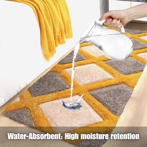 Image of 2x8 feet Soft Runner Rug for Living Room and Bedroom, Modern Indoor Floor Carpet with Non-Slip Backing, Comfortable Decorative Home Decor Rug, Easy Clean & Durable- (Yellow line, Rectangular)