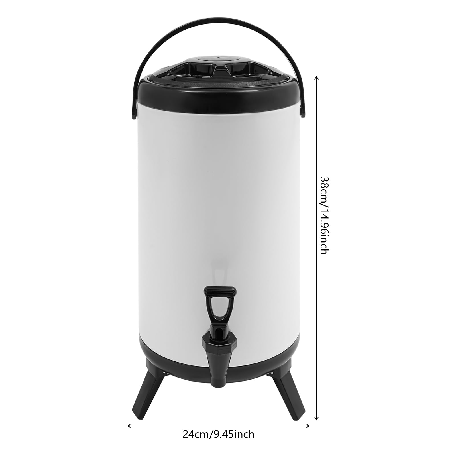 Dispenser isolato per bevande in acciaio inox, 10 l/12 l, contenitore isolato con base pieghevole e beccuccio a forma di U, dispenser portatile per bevande fredde e calde per feste, eventi (bianco, 12
