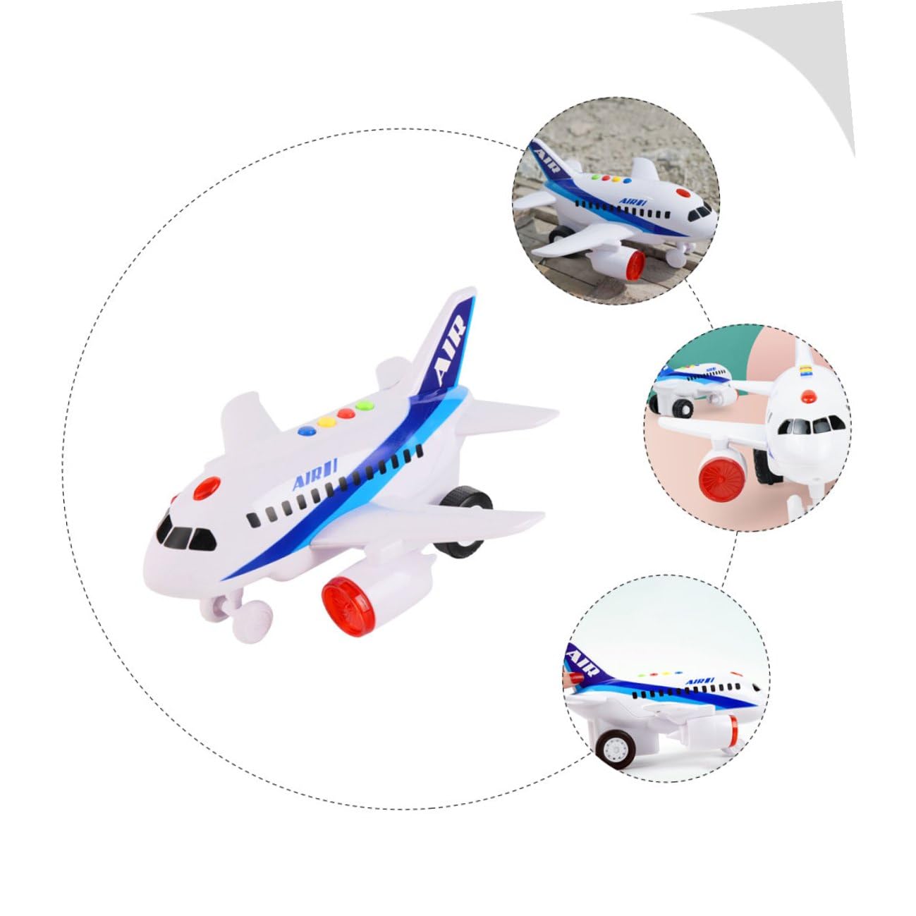 Gatuida Avión de Juguete Educativo para Pequeños, Modelo Inercial sin Batería, Material Plástico Seguro, Avión Giratorio para Aprendizaje y Desarrollo Temprano, Juguete Luminoso para