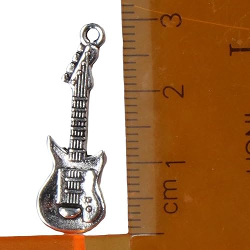 Miniatura 6 de 50 colgantes con forma de guitarra, elementos musicales, instrumentos para hacer joyas, manualidades, collares, pulseras, llaveros, accesorios,