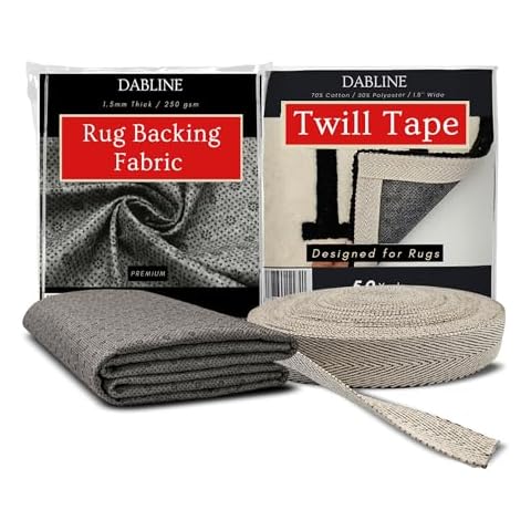80" x 80" Non Slip Rug Pad Backing Fabric for Tufting Rugs with 50 Yard Twill Tape for Rug Edges Cover