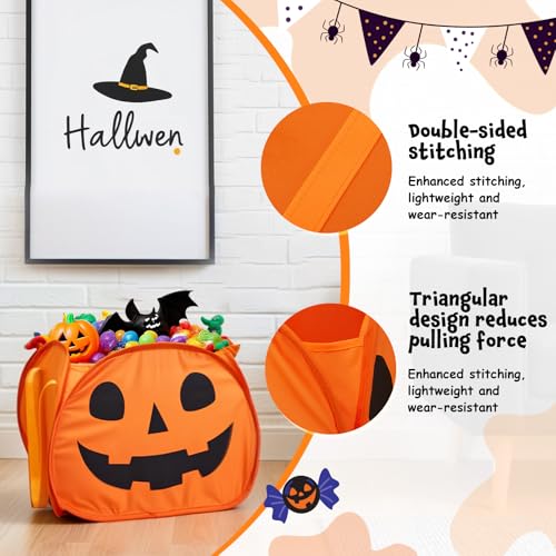 YOHOOLYO 95L Large Cute Halloween Foldable Pumpkin Boo Basket with Handles - image 4